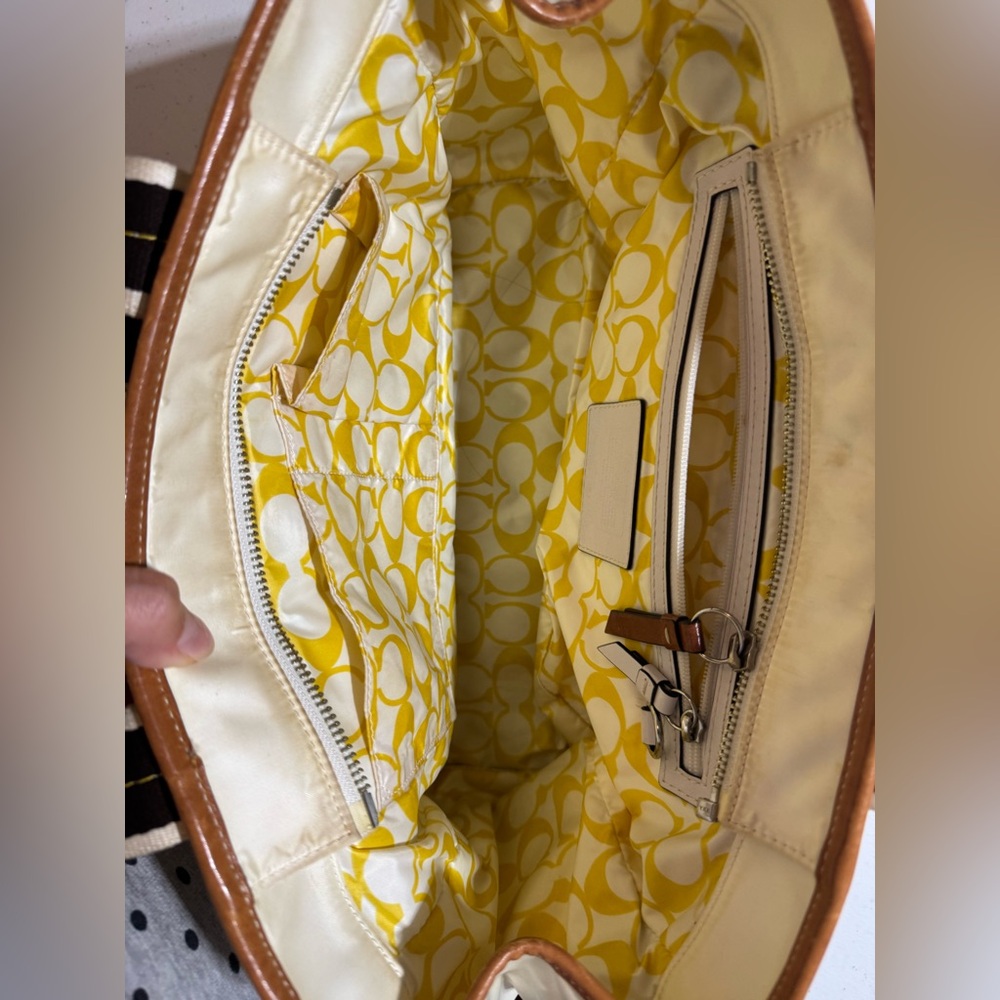 Vintage Coach Cream & Yellow Women's Tote Bag - Picture 7 of 9